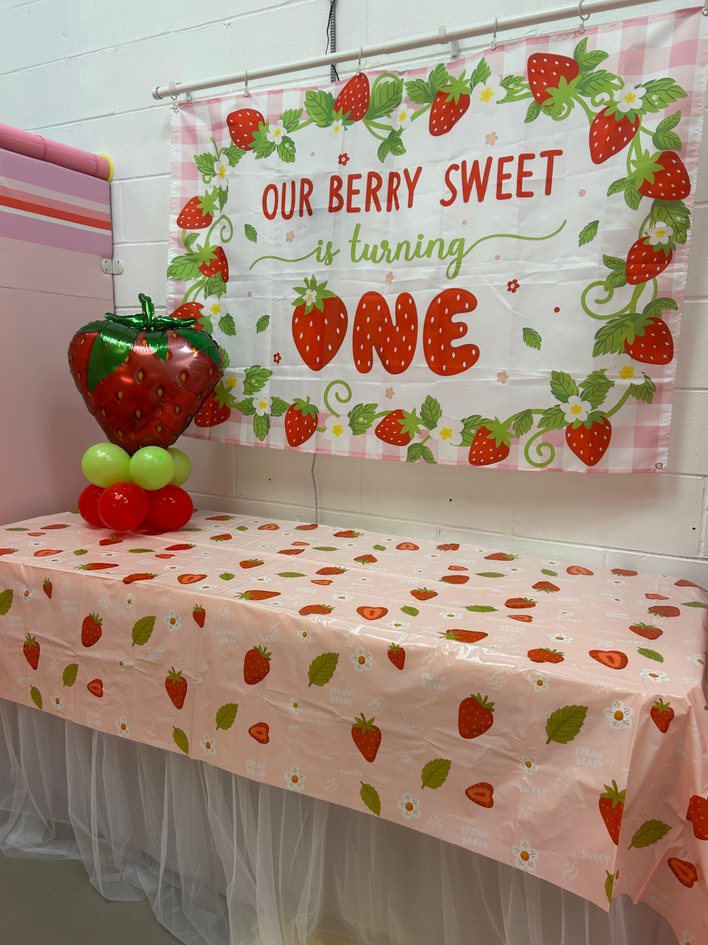 Berry Sweet One birthday party setup
