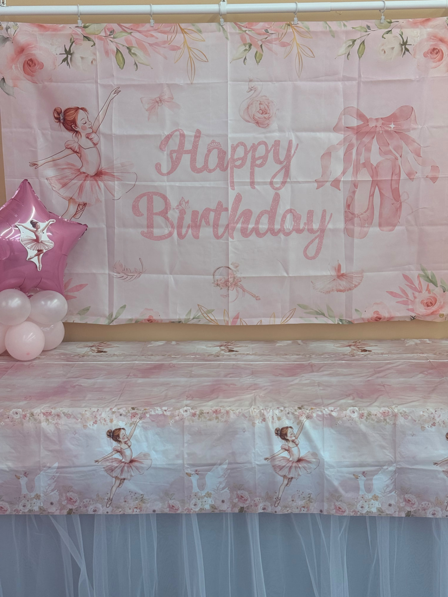 Ballerina birthday party setup