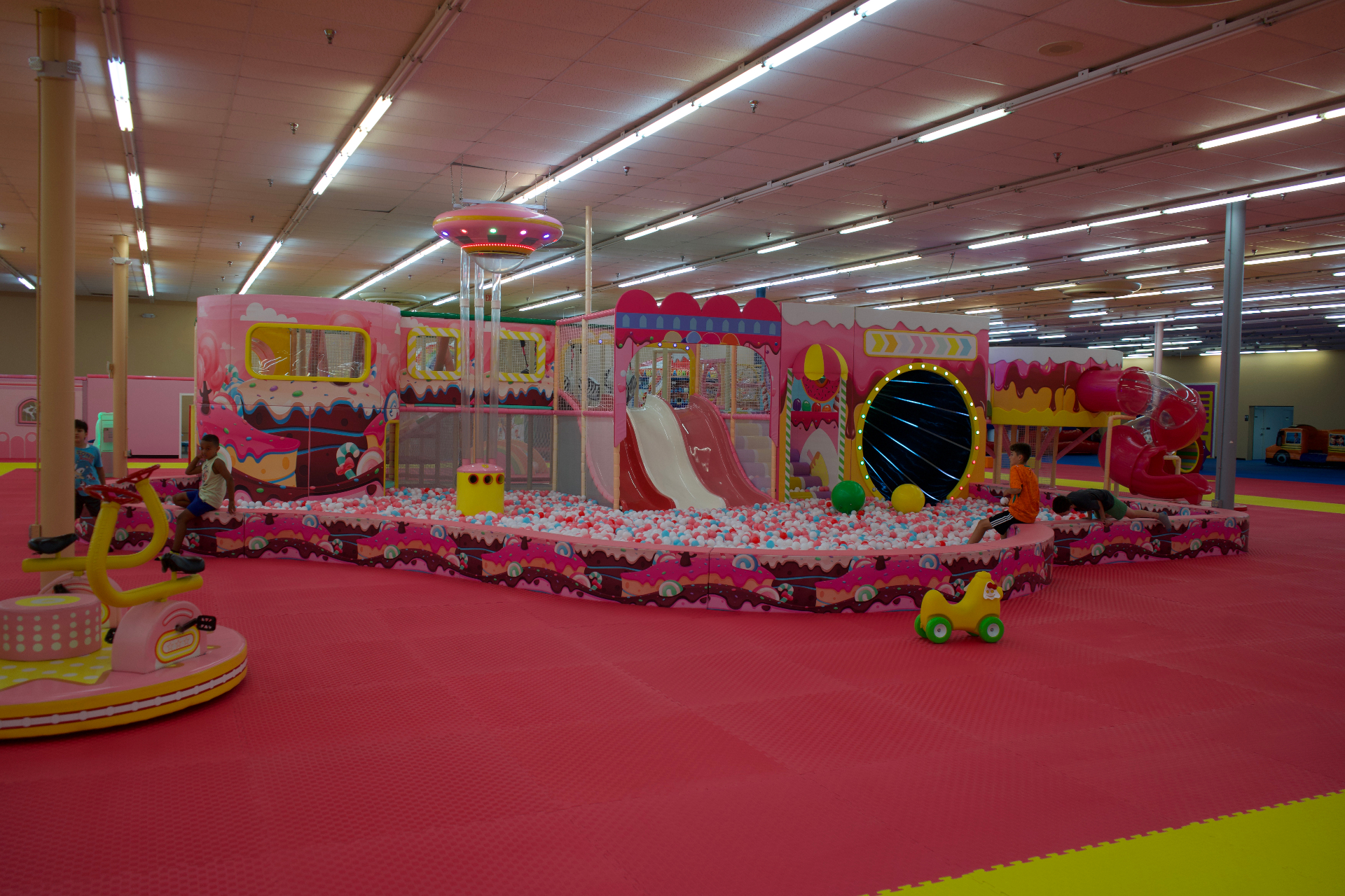 Candy-themed indoor playground with ball pit at Star Park Allentown