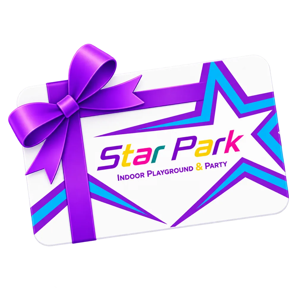 Star Park gift card with purple ribbon bow and star graphic