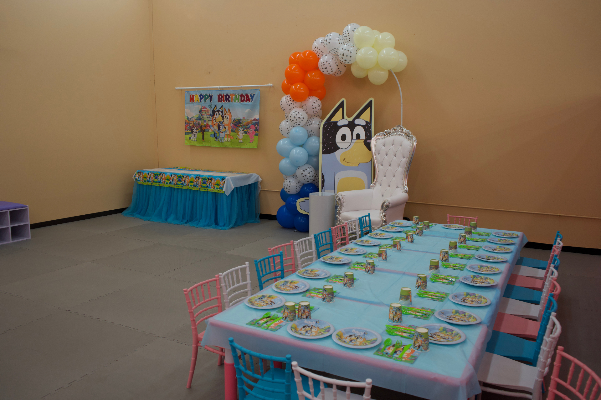 Bluey themed birthday party setup at Star Park Allentown